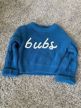 Blue "bubs" Knit Crewneck Sweater - 2T/3T